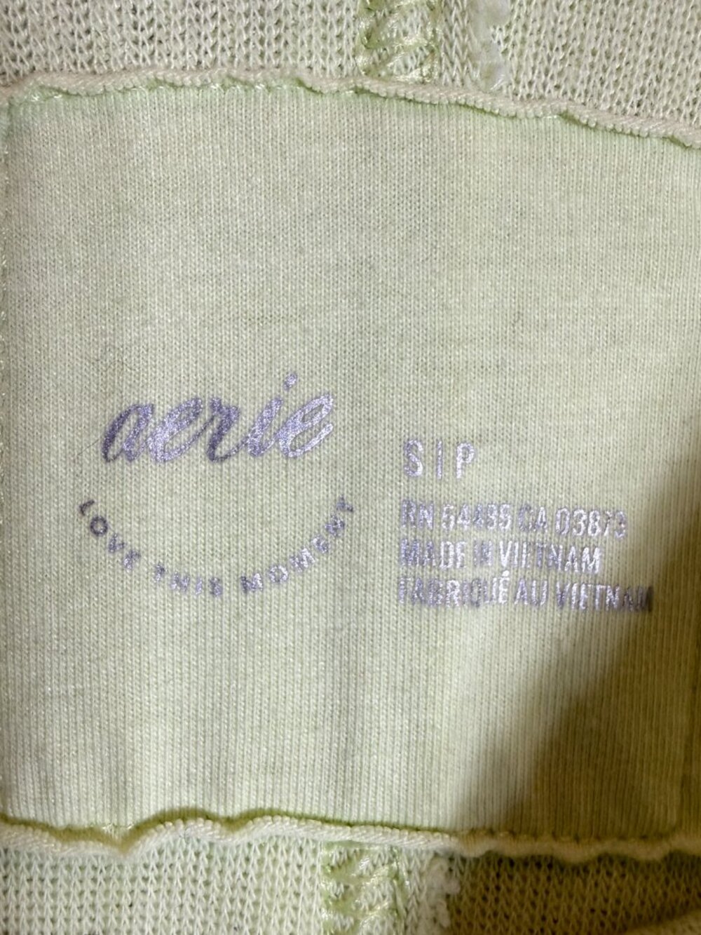Aerie Wonder Textured V-Neck Sweatshirt Women's Small Green Glow Pullover Comfy - Picture 7 of 12